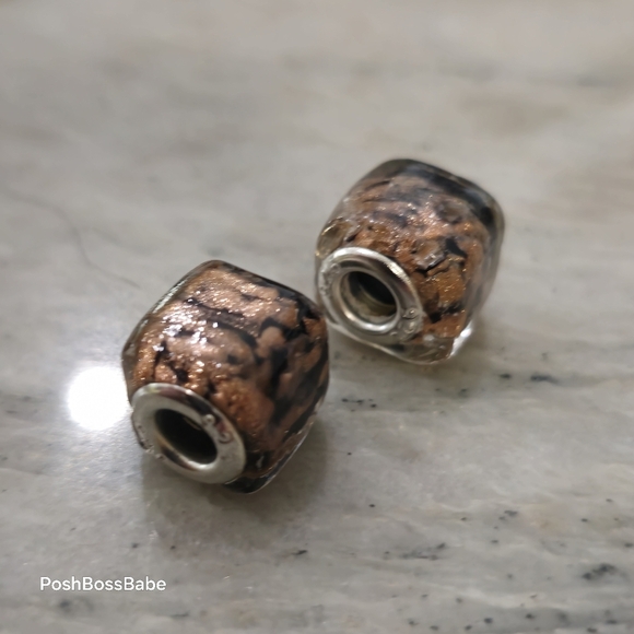 2 925 square metal center glass beads - Picture 4 of 7